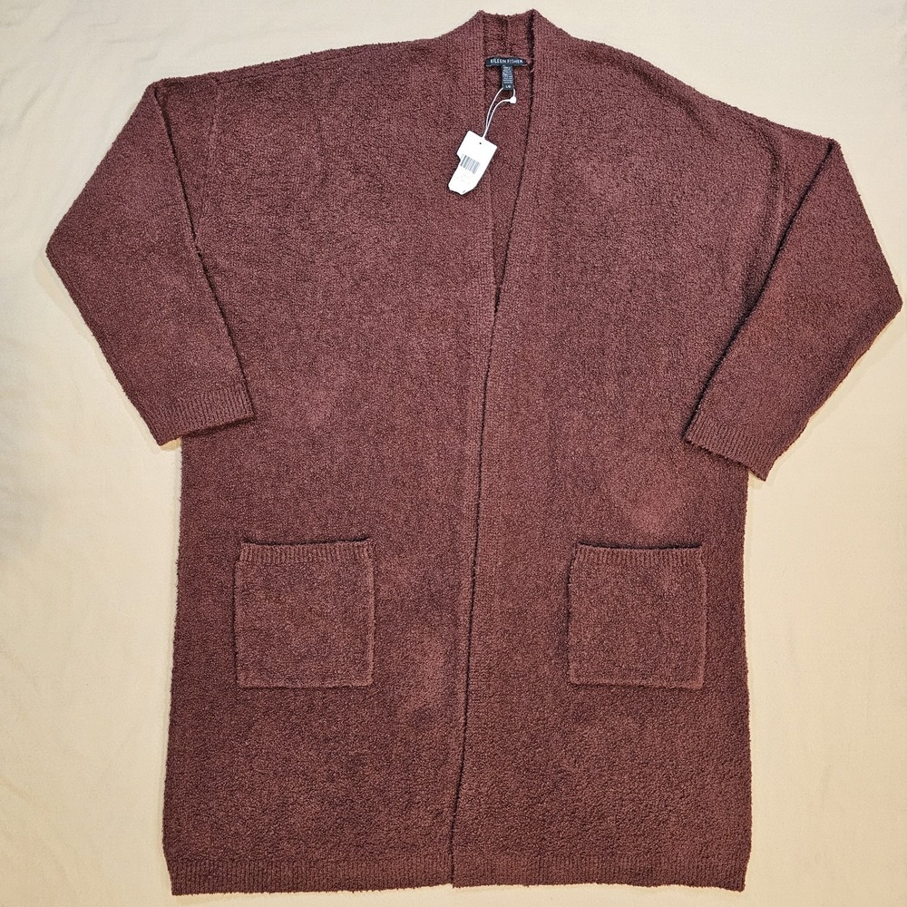 NWT Eileen Fisher Organic Cotton Womens Open Front‎ Cardigan Made In USA Large